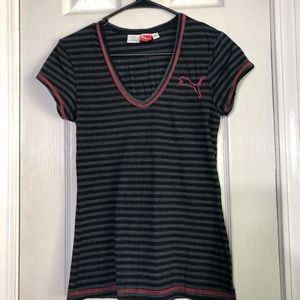 Puma Striped Black and Gray Top